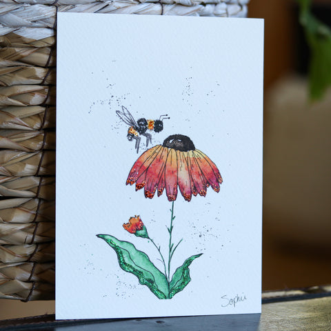 Bee with Flower - limited print edition