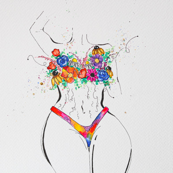 BODYTIVITY (#1) - watercolor & archival ink  8x10